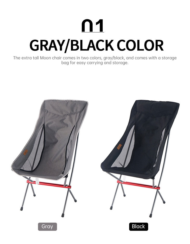 Outdoor Folding Chair Heighten Moon Chair Portable Camping Fishing Chair Leisure Beach Chair Back Chair - WanderVan