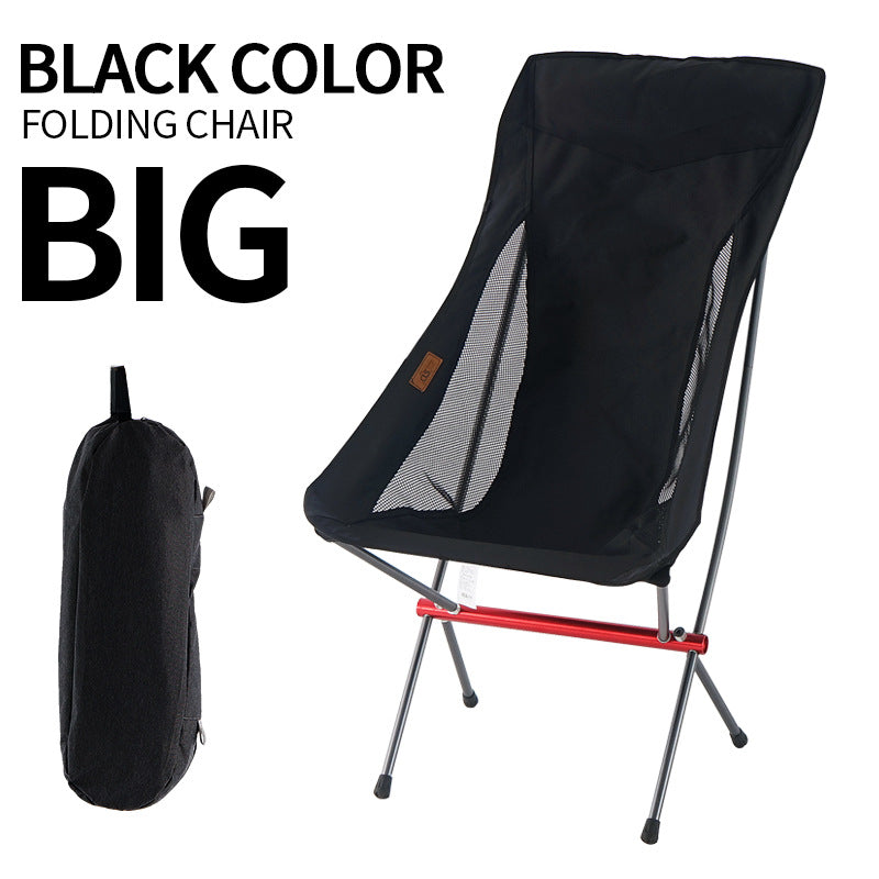 Outdoor Folding Chair Heighten Moon Chair Portable Camping Fishing Chair Leisure Beach Chair Back Chair - WanderVan