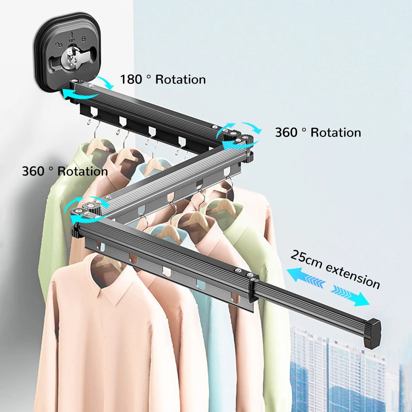 Multifunctional Retractable Fold Away Clothes Drying Hanger Space-Saving Bathrooms Usage - WanderVan