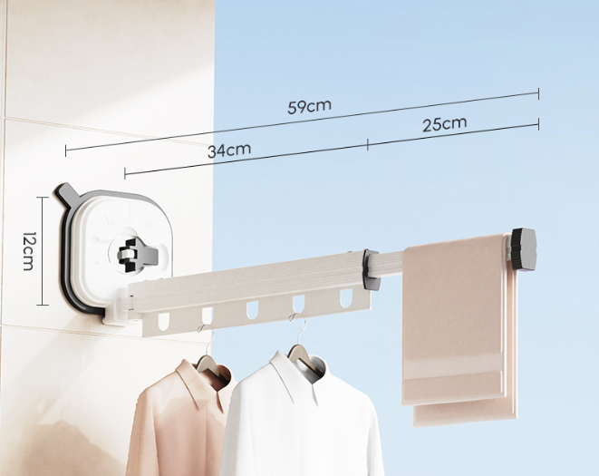 Multifunctional Retractable Fold Away Clothes Drying Hanger Space-Saving Bathrooms Usage - WanderVan