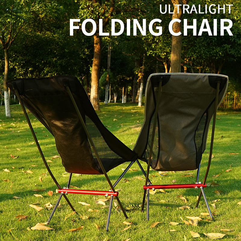 Outdoor Folding Chair Heighten Moon Chair Portable Camping Fishing Chair Leisure Beach Chair Back Chair - WanderVan