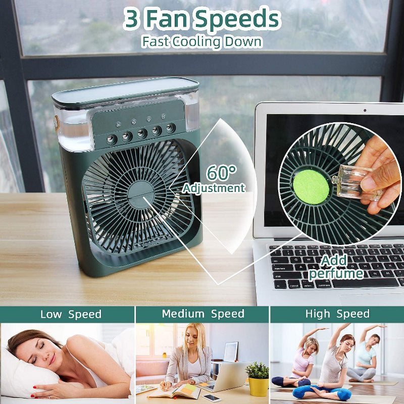 Desktop Electric Fan Air Cooler Water Cooling Spray Fan Portable Air Conditioner USB Humidification Fan Mini Air Humidifier for Van - WanderVan