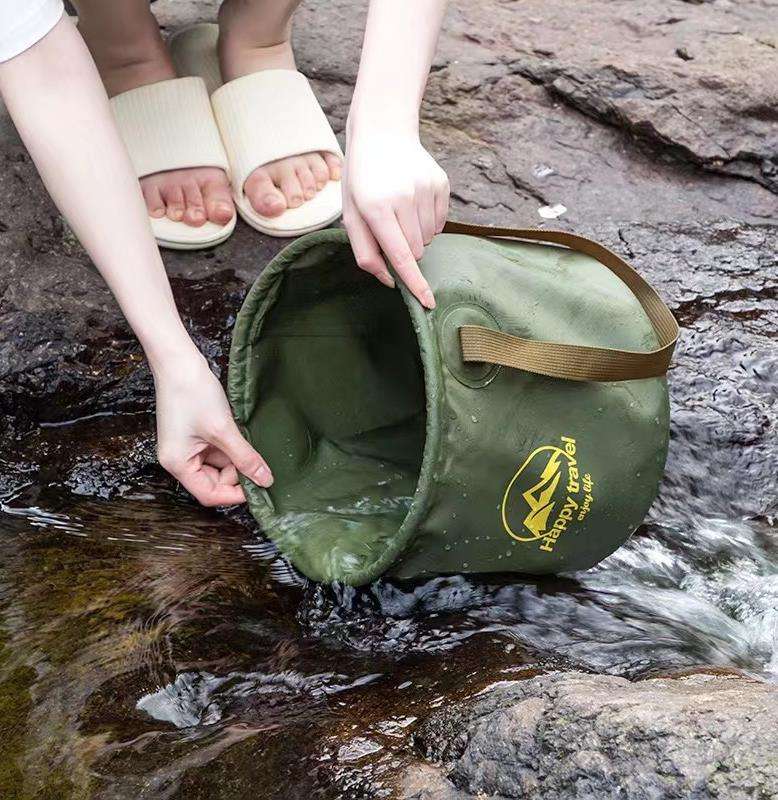 Hot sale Tarpaulin Cloth Foldable Bucket Collapsible Water Container Men Travelling Camping Fishing Bag - WanderVan