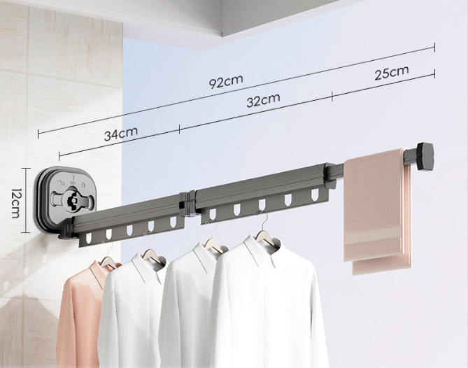 Multifunctional Retractable Fold Away Clothes Drying Hanger Space-Saving Bathrooms Usage - WanderVan