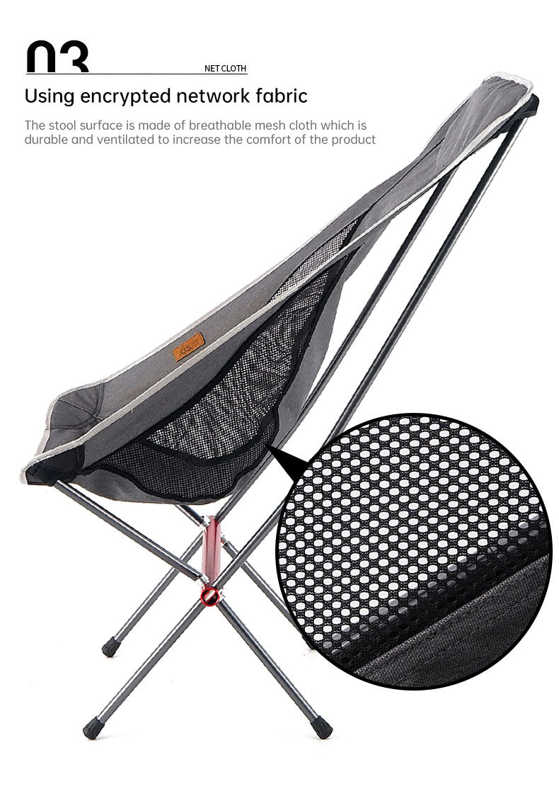 Outdoor Folding Chair Heighten Moon Chair Portable Camping Fishing Chair Leisure Beach Chair Back Chair - WanderVan