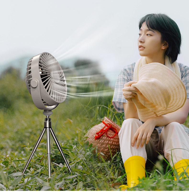 New Multi-Function Tripod Outdoor Camping Lighting Fan Intelligent Remote Control Timing Can Hang Small Fans - WanderVan