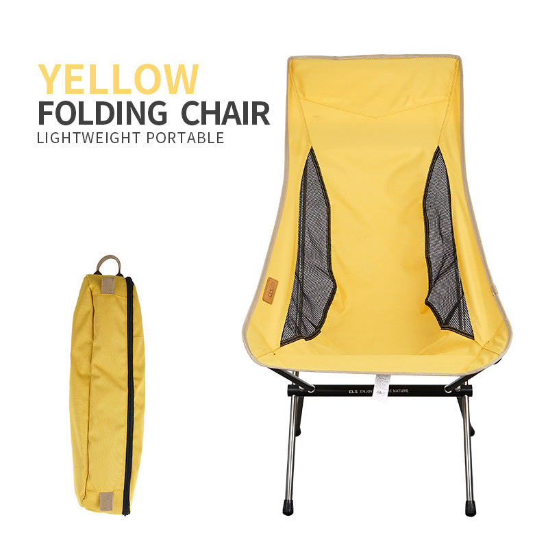 Outdoor Folding Chair Heighten Moon Chair Portable Camping Fishing Chair Leisure Beach Chair Back Chair - WanderVan