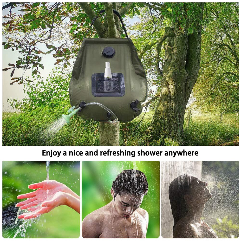 Portable Shower 20L Sun absorbs heat Water Storage Bags Outdoor Camping Hiking Heating Shower Bathing Bags Heating Shower Bags - WanderVan