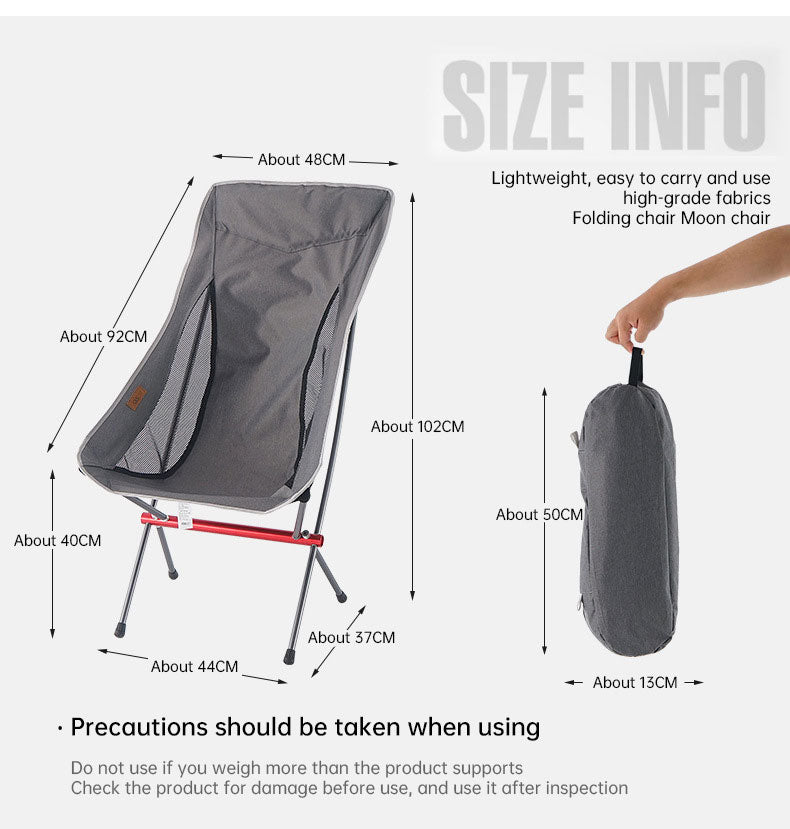 Outdoor Folding Chair Heighten Moon Chair Portable Camping Fishing Chair Leisure Beach Chair Back Chair - WanderVan