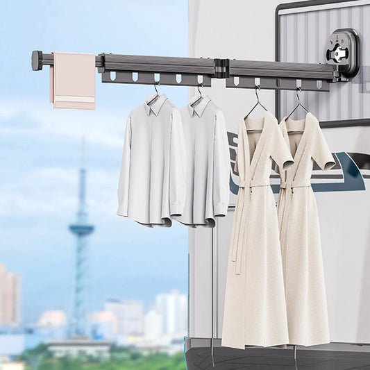 Multifunctional Retractable Fold Away Clothes Drying Hanger Space-Saving Bathrooms Usage - WanderVan