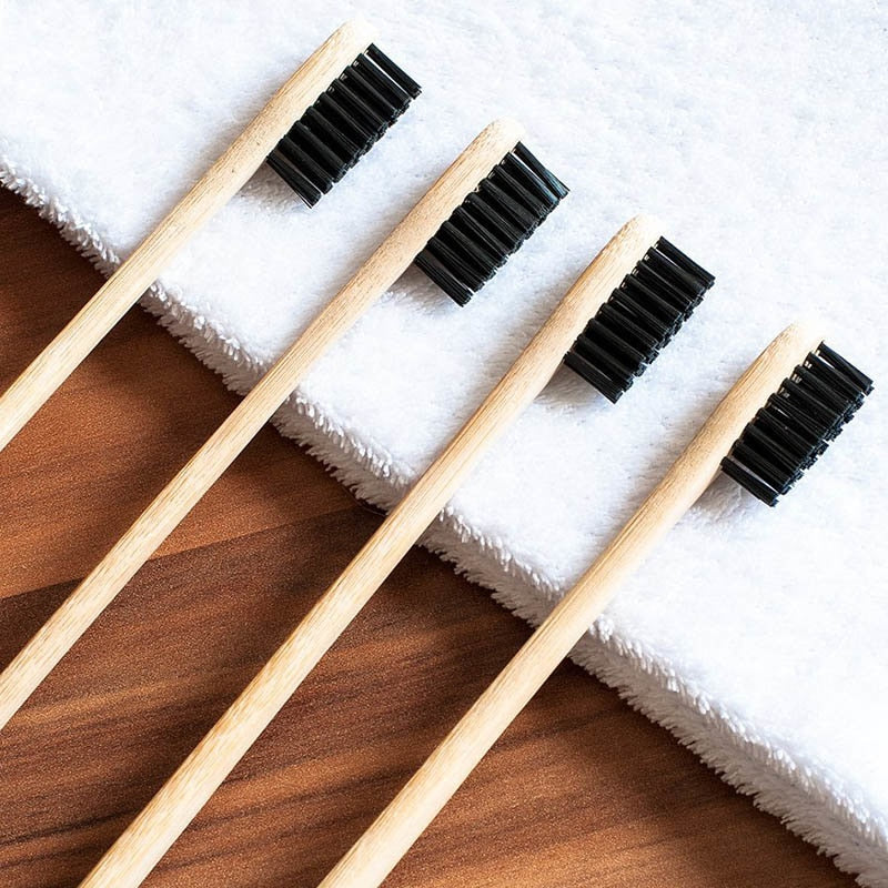 Bamboo Toothbrush with Charcoal Bristles Natural Dental Care for Road Trip - WanderVan - WanderVan