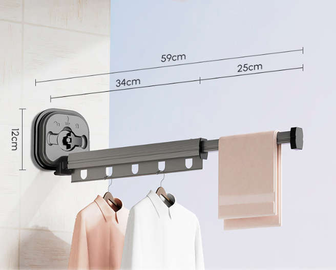 Multifunctional Retractable Fold Away Clothes Drying Hanger Space-Saving Bathrooms Usage - WanderVan