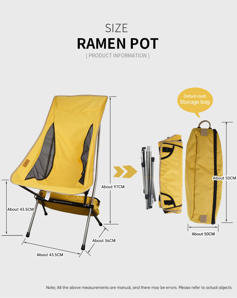 Outdoor Folding Chair Heighten Moon Chair Portable Camping Fishing Chair Leisure Beach Chair Back Chair - WanderVan