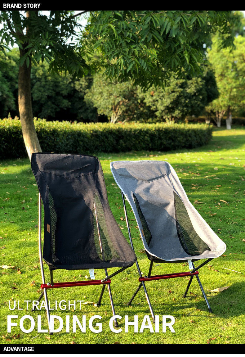 Outdoor Folding Chair Heighten Moon Chair Portable Camping Fishing Chair Leisure Beach Chair Back Chair - WanderVan