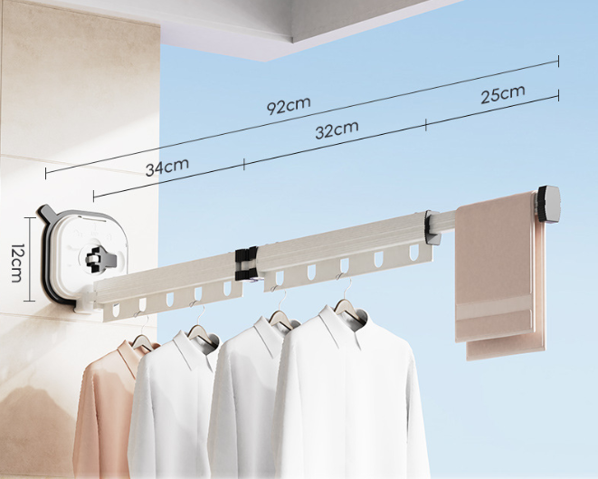 Multifunctional Retractable Fold Away Clothes Drying Hanger Space-Saving Bathrooms Usage - WanderVan