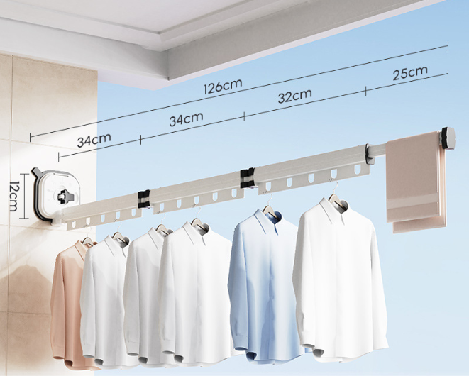 Multifunctional Retractable Fold Away Clothes Drying Hanger Space-Saving Bathrooms Usage - WanderVan