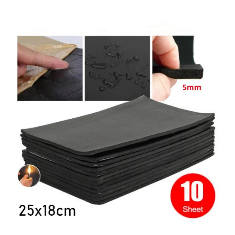 10PCS Car Silent Proofing Sound Deadening Damping Mat For Compact Van Camper Auto Interior Sound Heat Insulation Cotton 5mm - WanderVan