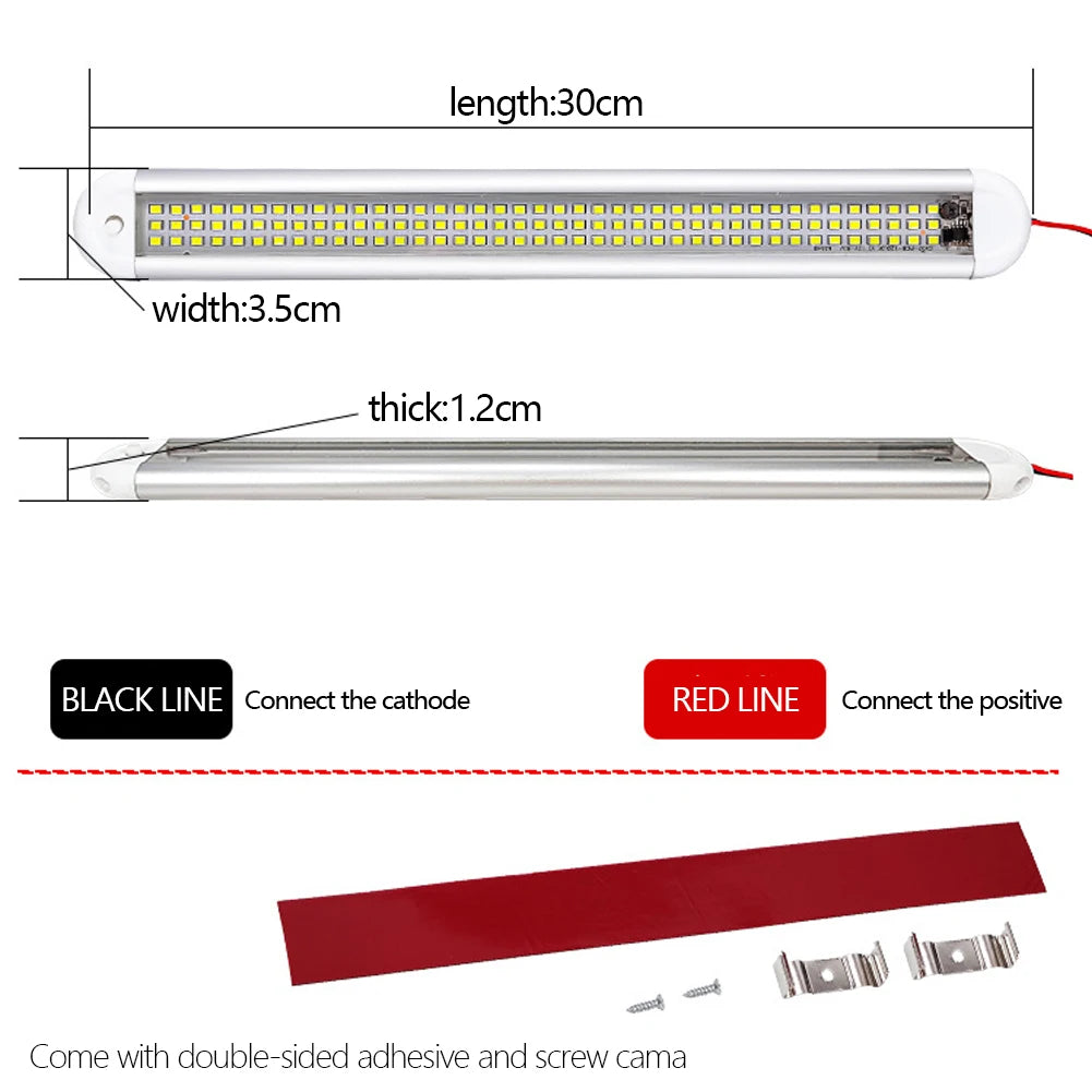 120LED 1800LM Car Interior Light Bar Strip with ON/OFF for Truck RV Van Lorry Camper Boat Caravan Motorhome Reading Lamp 12V-85V - WanderVan