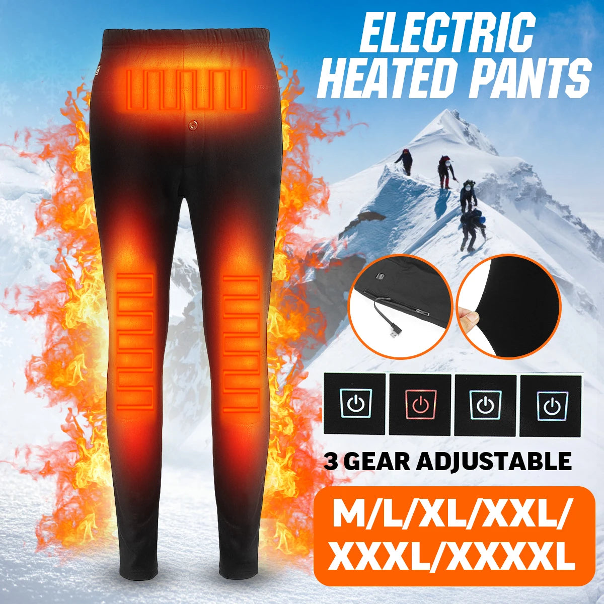 Winter Outdoor Hiking Heating Trousers Slim USB Charging - Unisex - WanderVan