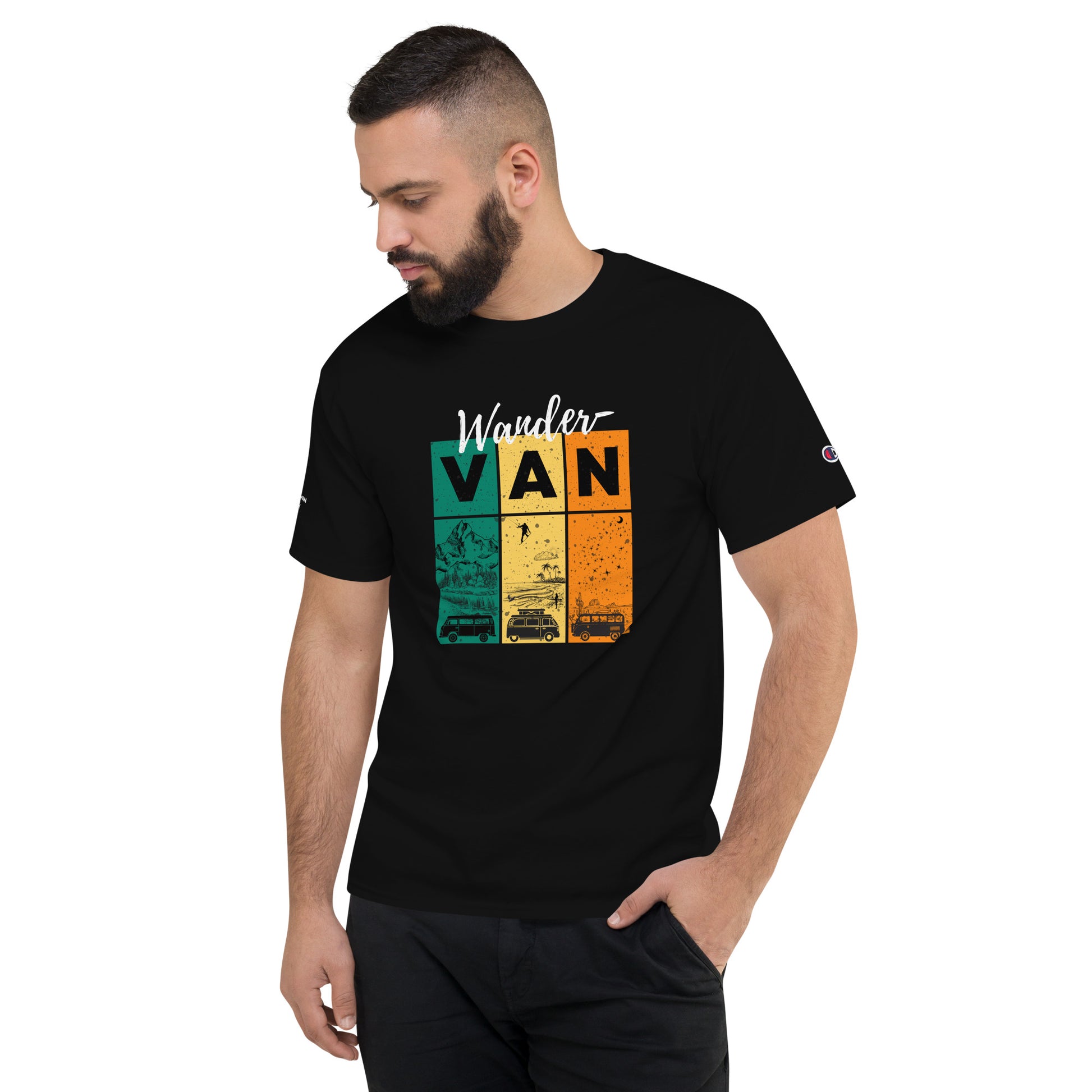 Men's Champion T-Shirt - WanderVan Rasta Color & Landscape - WanderVan