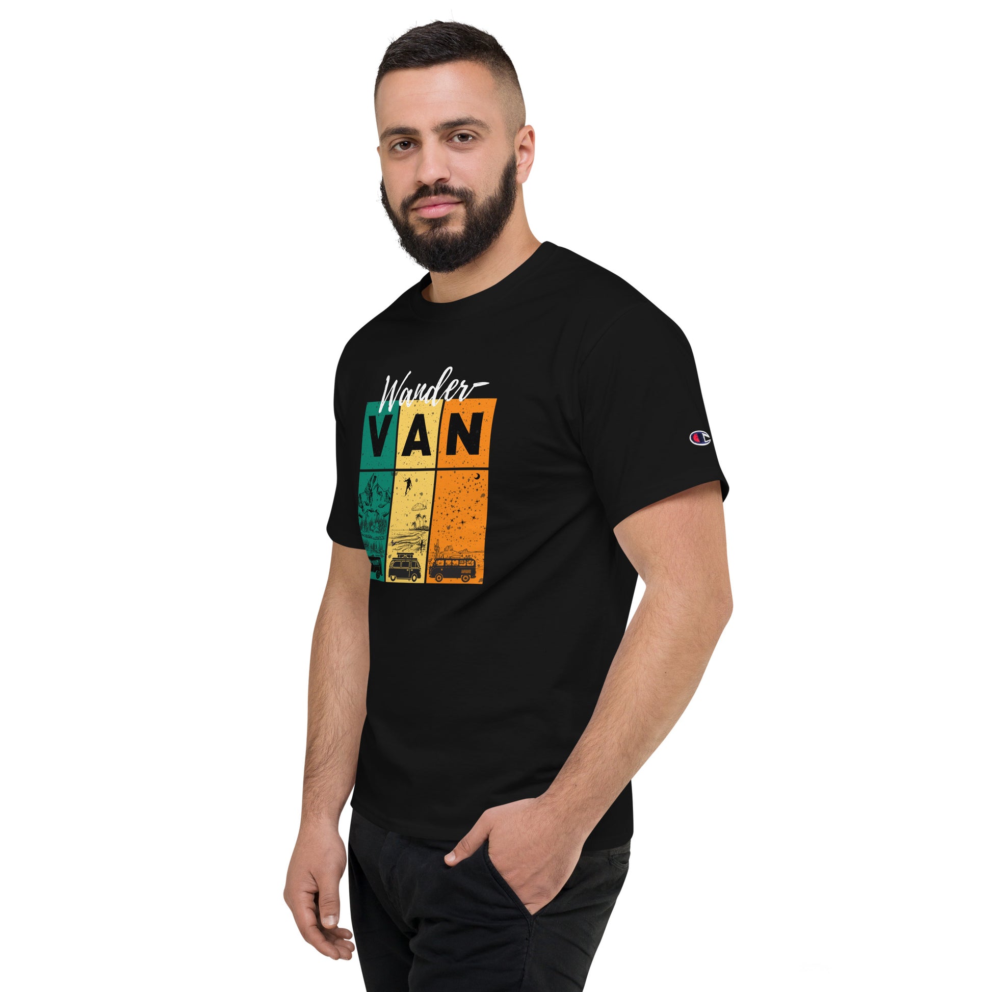 Men's Champion T-Shirt - WanderVan Rasta Color & Landscape - WanderVan