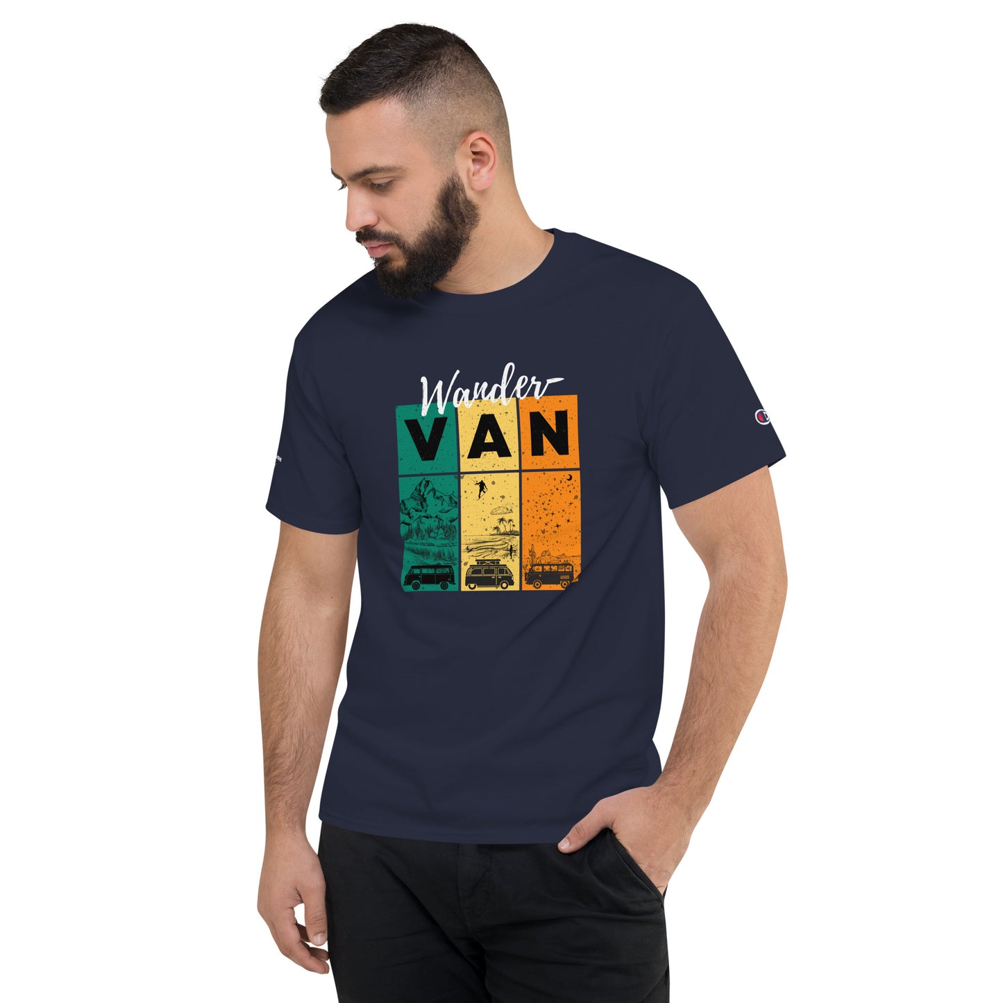 Men's Champion T-Shirt - WanderVan Rasta Color & Landscape - WanderVan