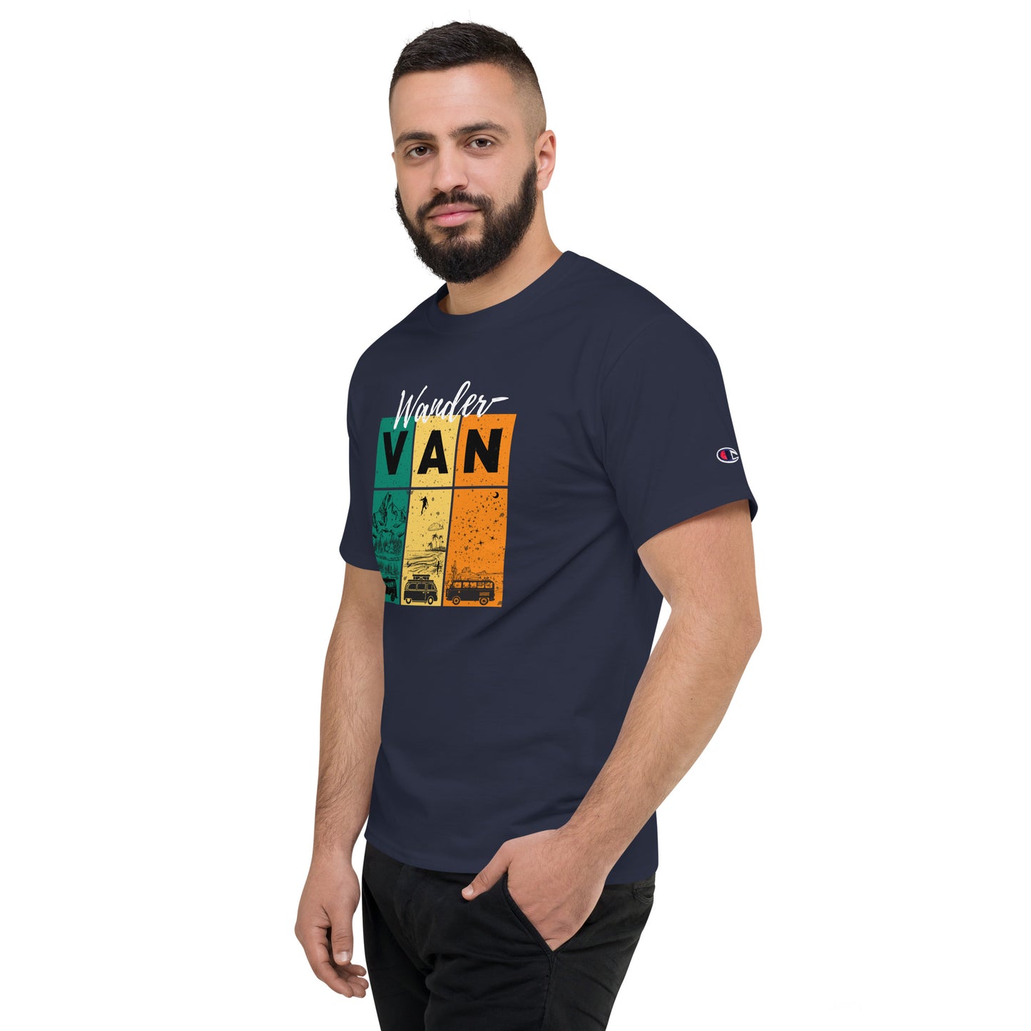 Men's Champion T-Shirt - WanderVan Rasta Color & Landscape - WanderVan