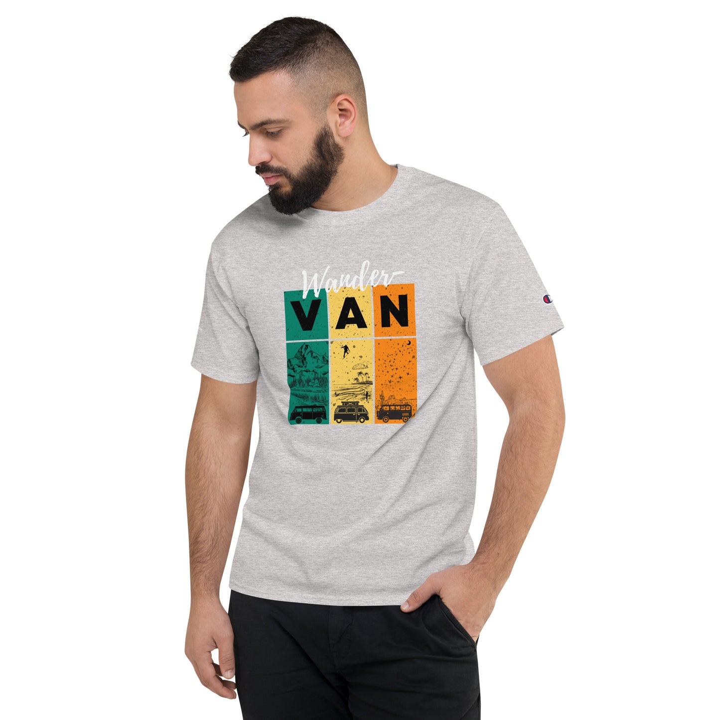 Men's Champion T-Shirt - WanderVan Rasta Color & Landscape - WanderVan