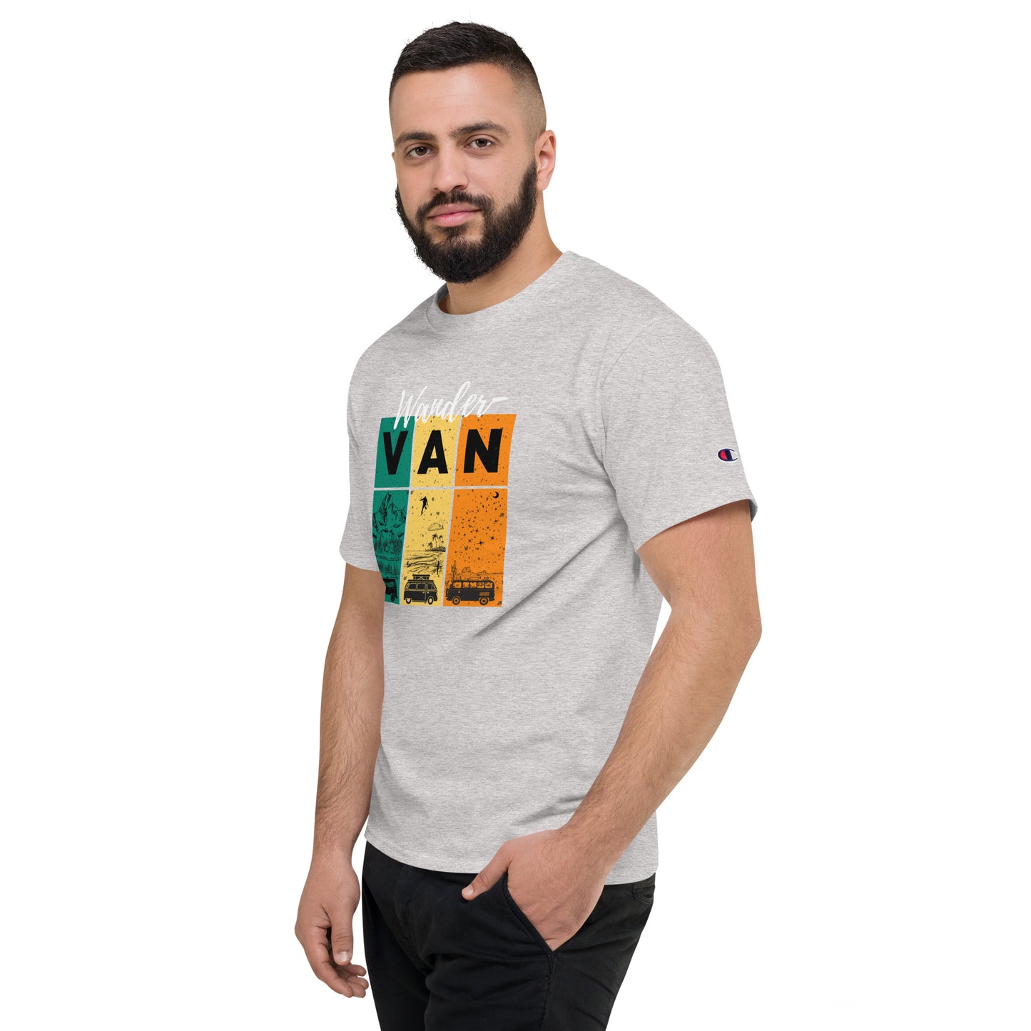 Men's Champion T-Shirt - WanderVan Rasta Color & Landscape - WanderVan