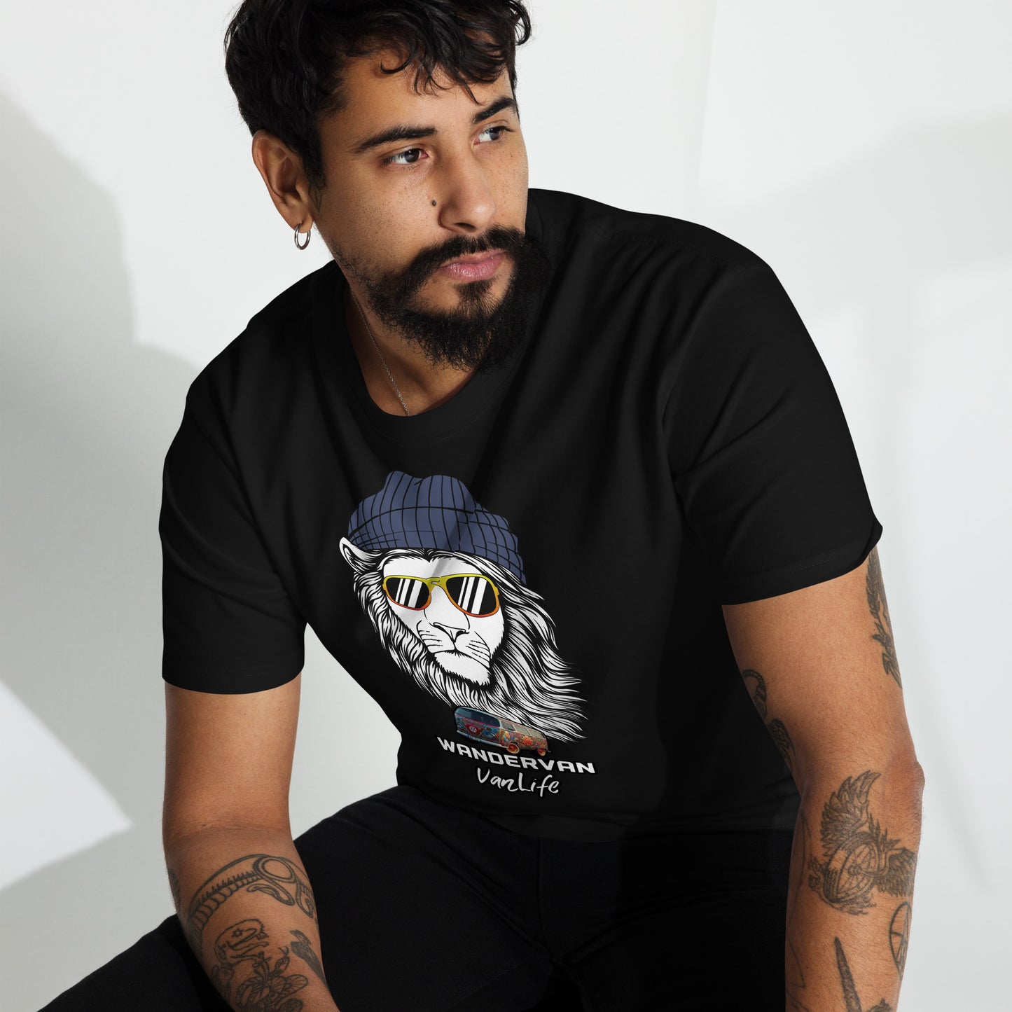 Men’s premium heavyweight tee - WanderVan Rasta Lion DubVapoRoad - WanderVan