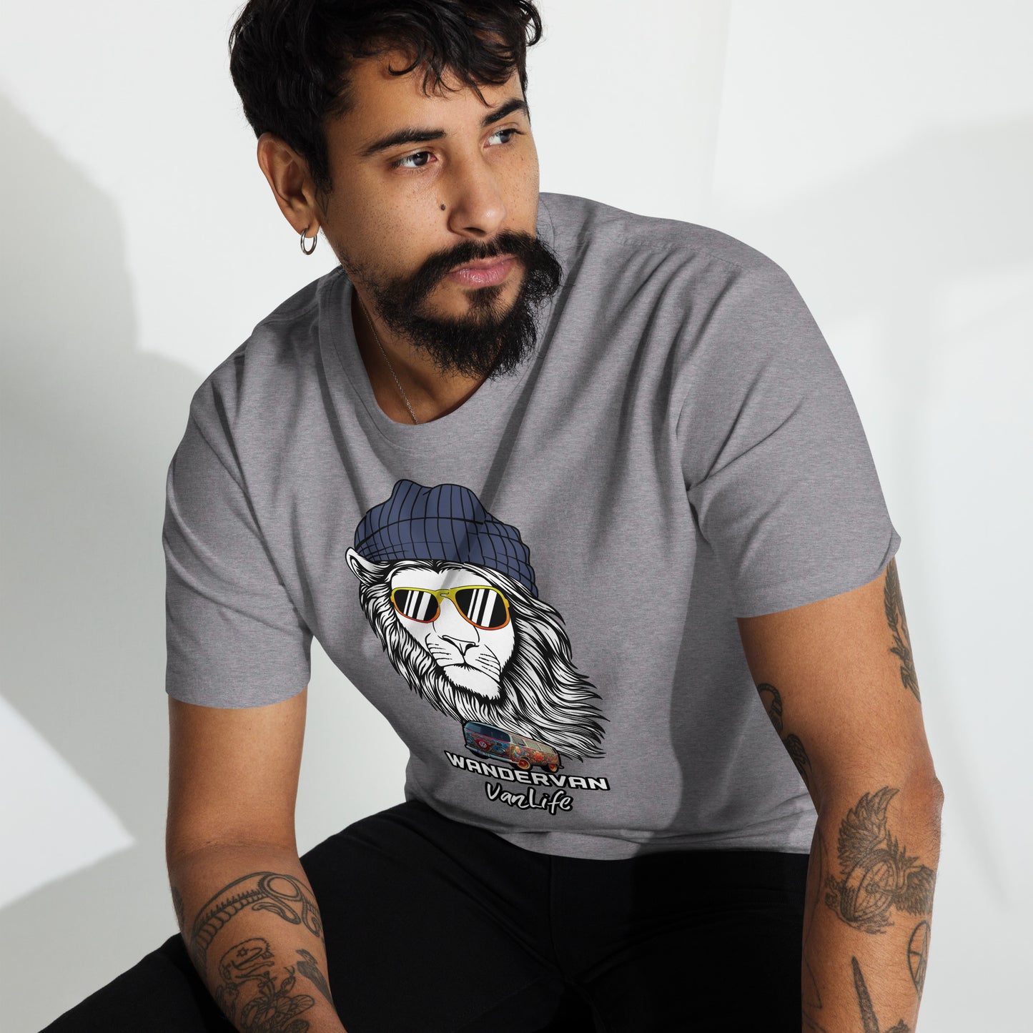 Men’s premium heavyweight tee - WanderVan Rasta Lion DubVapoRoad - WanderVan