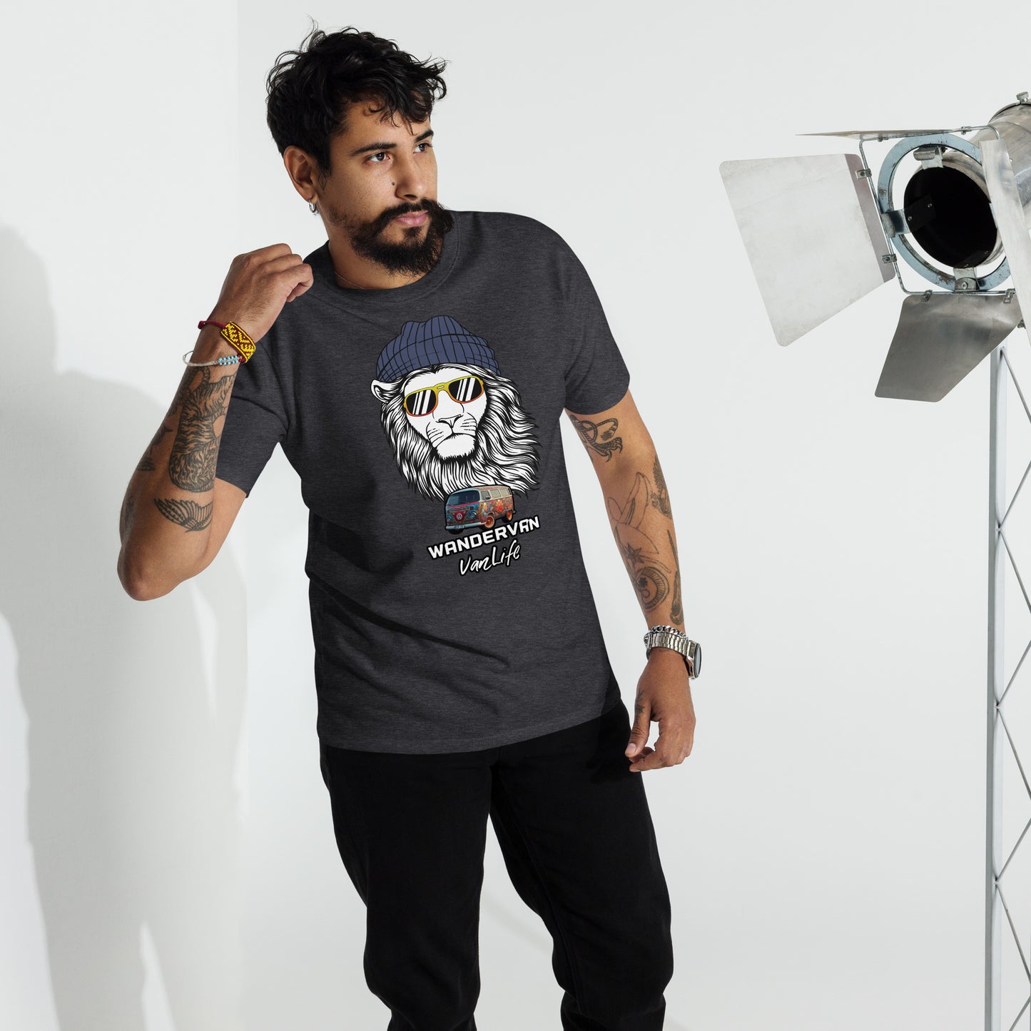 Men’s premium heavyweight tee - WanderVan Rasta Lion DubVapoRoad - WanderVan