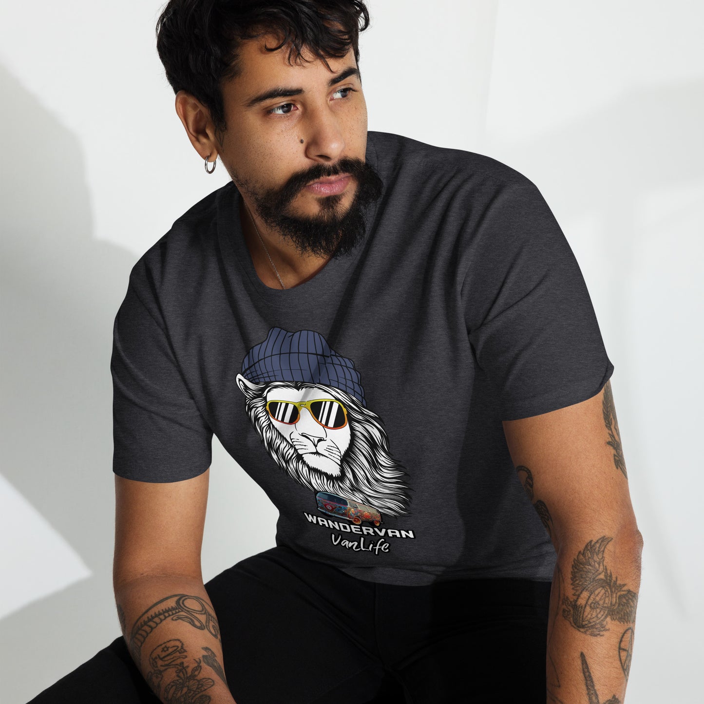 Men’s premium heavyweight tee - WanderVan Rasta Lion DubVapoRoad - WanderVan