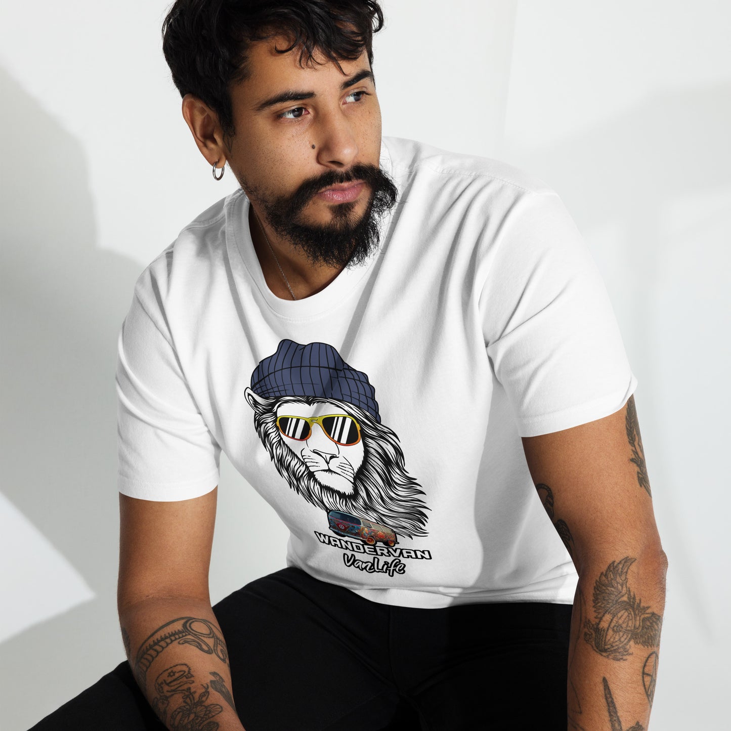 Men’s premium heavyweight tee - WanderVan Rasta Lion DubVapoRoad - WanderVan