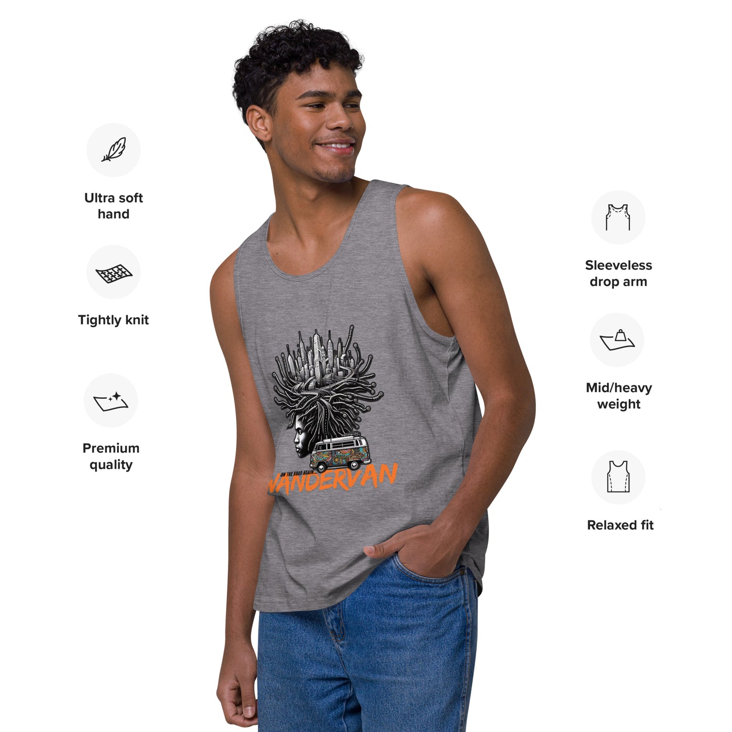 Men’s premium tank top - Road is power - WanderVan