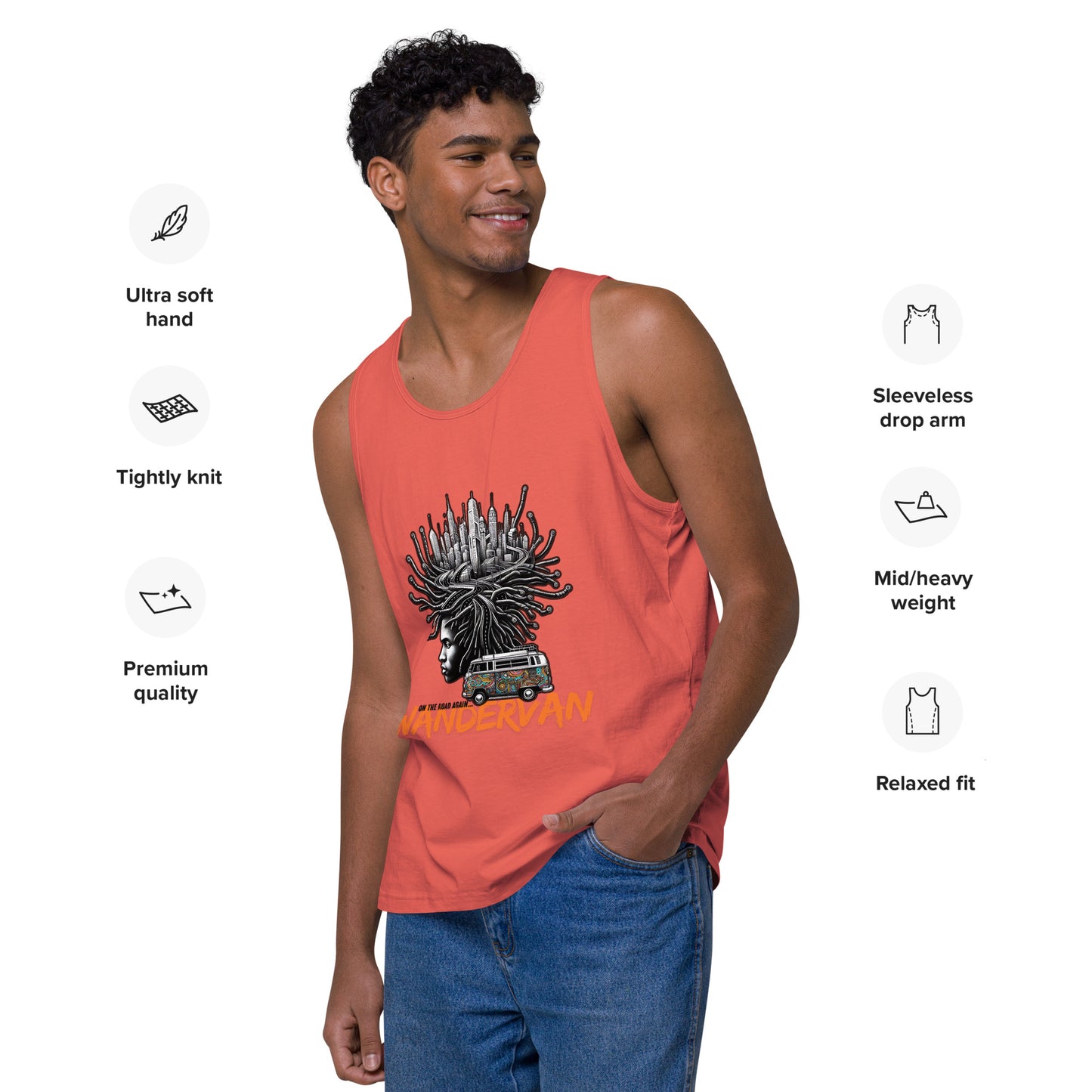 Men’s premium tank top - Road is power - WanderVan