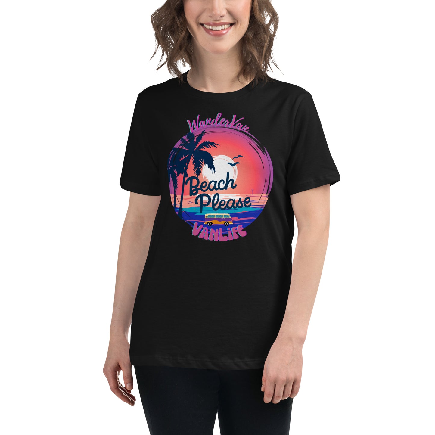 Women's Relaxed T-Shirt - Beach Please - WanderVan