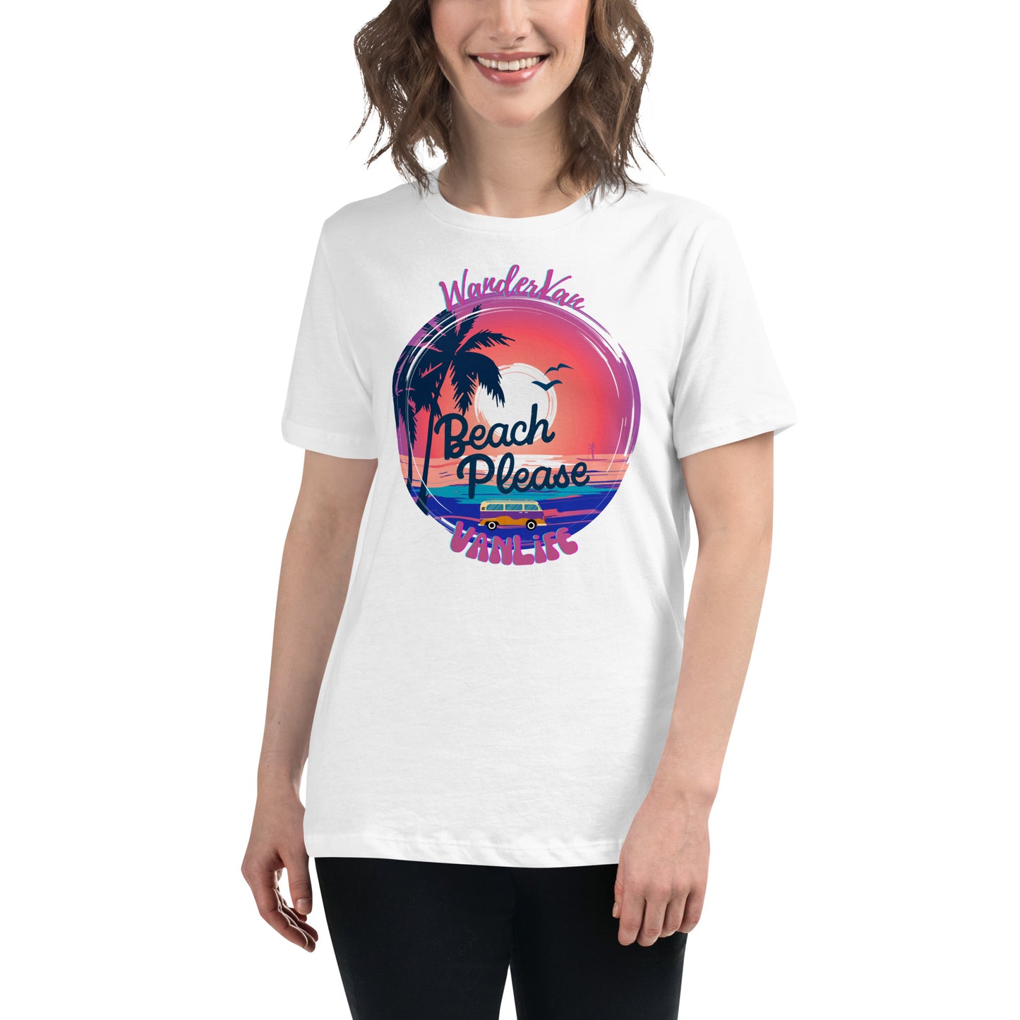 Women's Relaxed T-Shirt - Beach Please - WanderVan